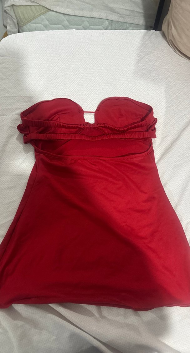 Kırmızı Drapeli Kadın elbise - Görsel 2