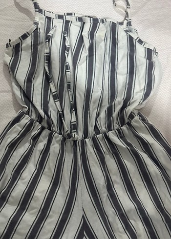 Kadın Gri Çizgili Midi Tulum - Görsel 3