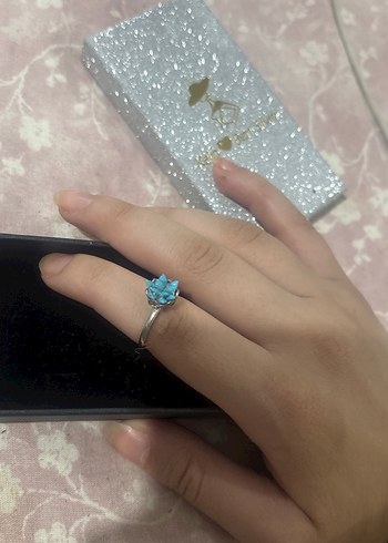 Turkuaz Renkli Pullu Kadın Yüzük - Görsel 2