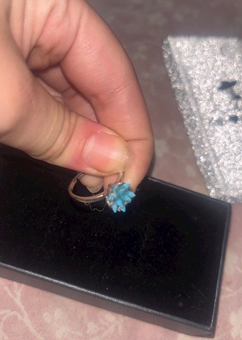 Turkuaz Renkli Pullu Kadın Yüzük - Görsel 5