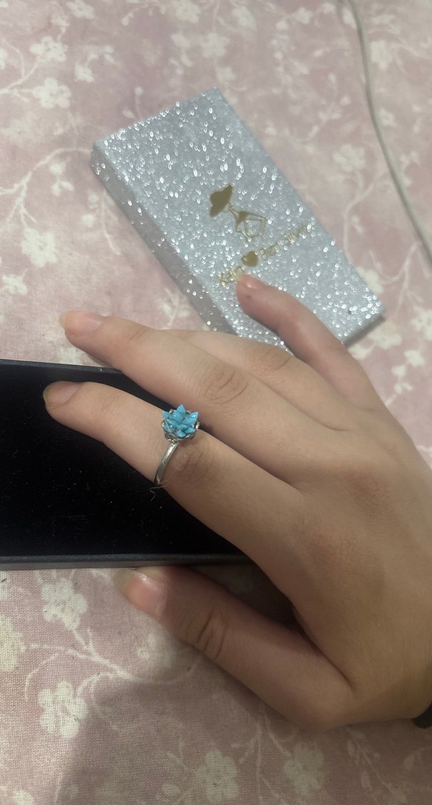 Turkuaz Renkli Pullu Kadın Yüzük - Görsel 2