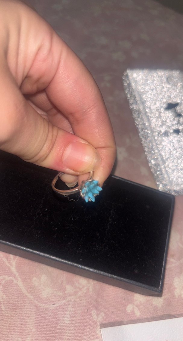 Turkuaz Renkli Pullu Kadın Yüzük - Görsel 5