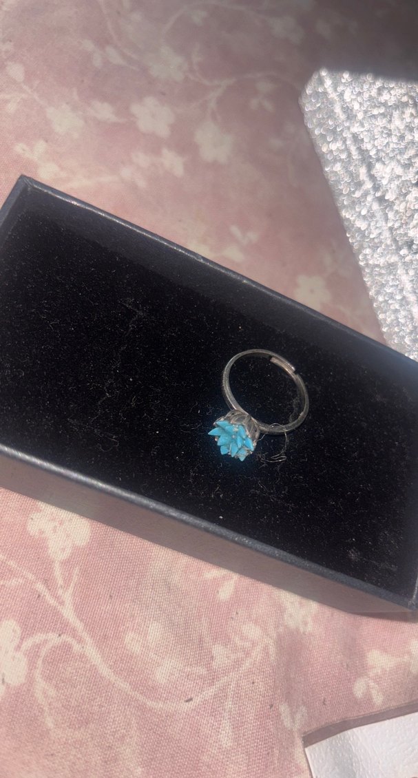 Turkuaz Renkli Pullu Kadın Yüzük - Görsel 4