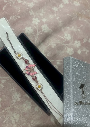 Pembe Çiçek ve Kelebek Desenli Bohem Bileklik - Görsel 5