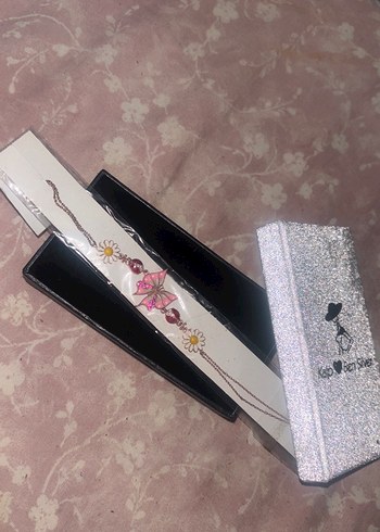 Pembe Çiçek ve Kelebek Desenli Bohem Bileklik - Görsel 2