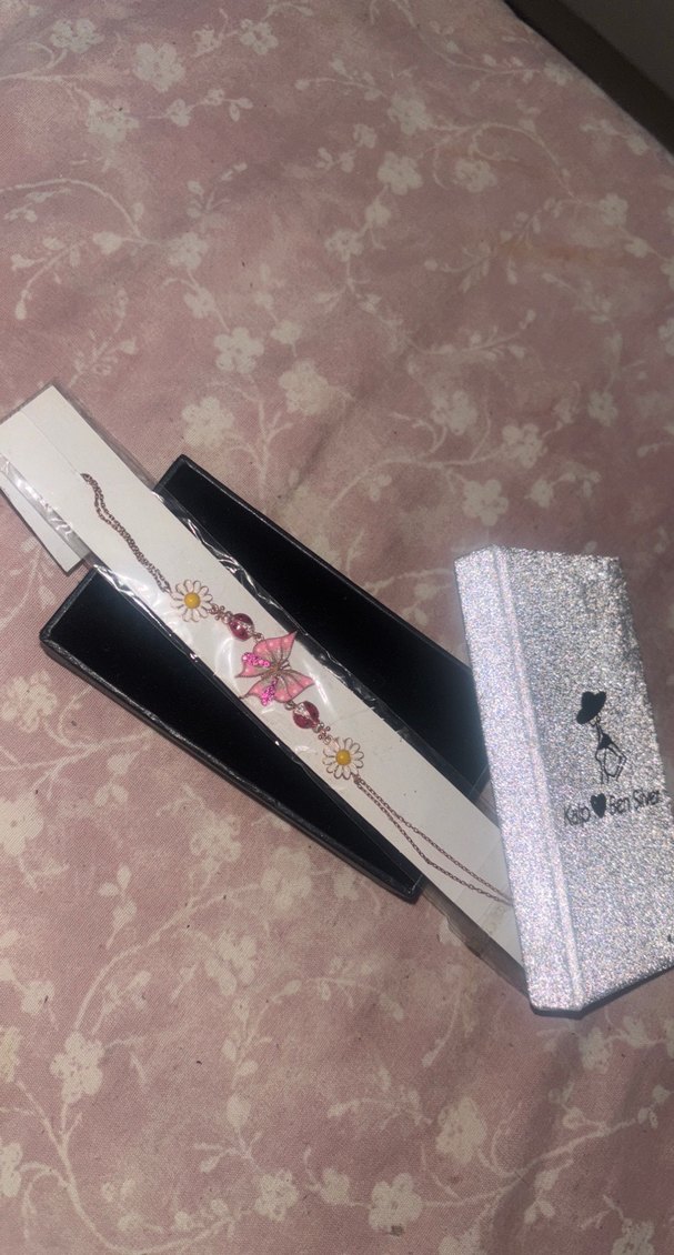 Pembe Çiçek ve Kelebek Desenli Bohem Bileklik - Görsel 2