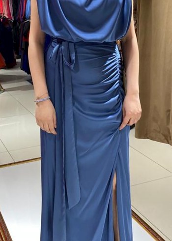 İndigo Uzun Abiye Elbise 2 beden - Görsel 16