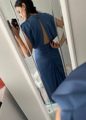 İndigo Uzun Abiye Elbise 2 beden - Görsel 9