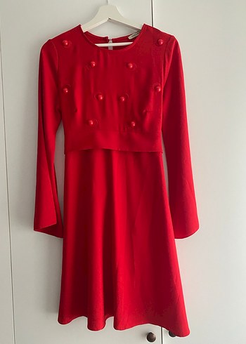 S beden Kırmızı Kadın Elbise - Görsel 6