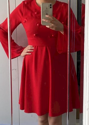 S beden Kırmızı Kadın Elbise - Görsel 8