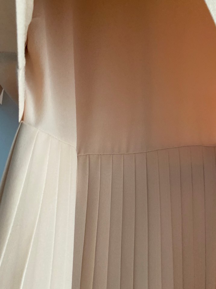 Bej Pilili Kadın Elbise midi boy - Görsel 3