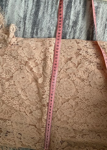 Dantel midi pudra pembesi Elbise - Görsel 5