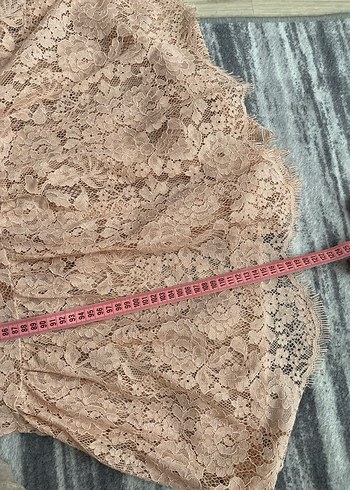 Dantel midi pudra pembesi Elbise - Görsel 8