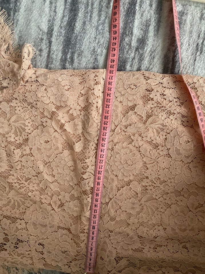 Dantel midi pudra pembesi Elbise - Görsel 5