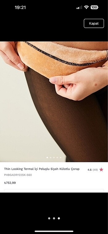 Termal içi peluşlu siyah külotlu çorap -yeni- - Görsel 3