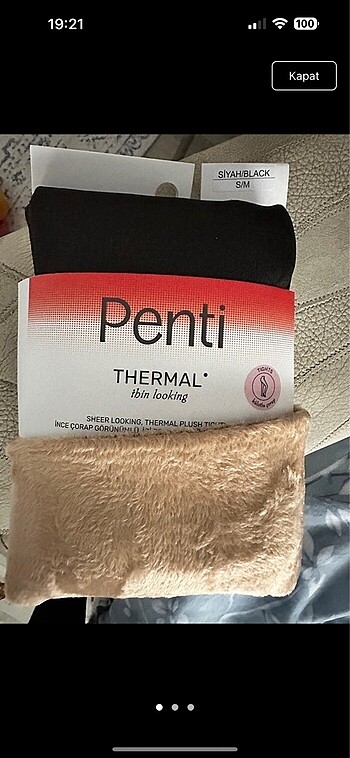 Termal içi peluşlu siyah külotlu çorap -yeni-