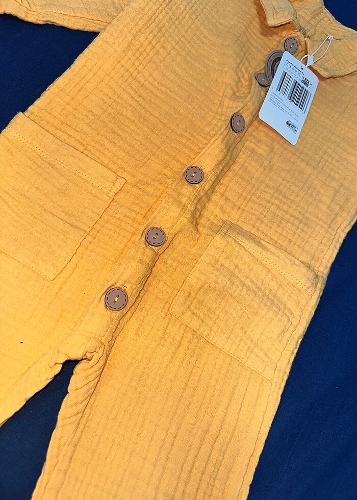 Hello Baby Erkek Bebek Cepli Müslin Tulum - Görsel 3