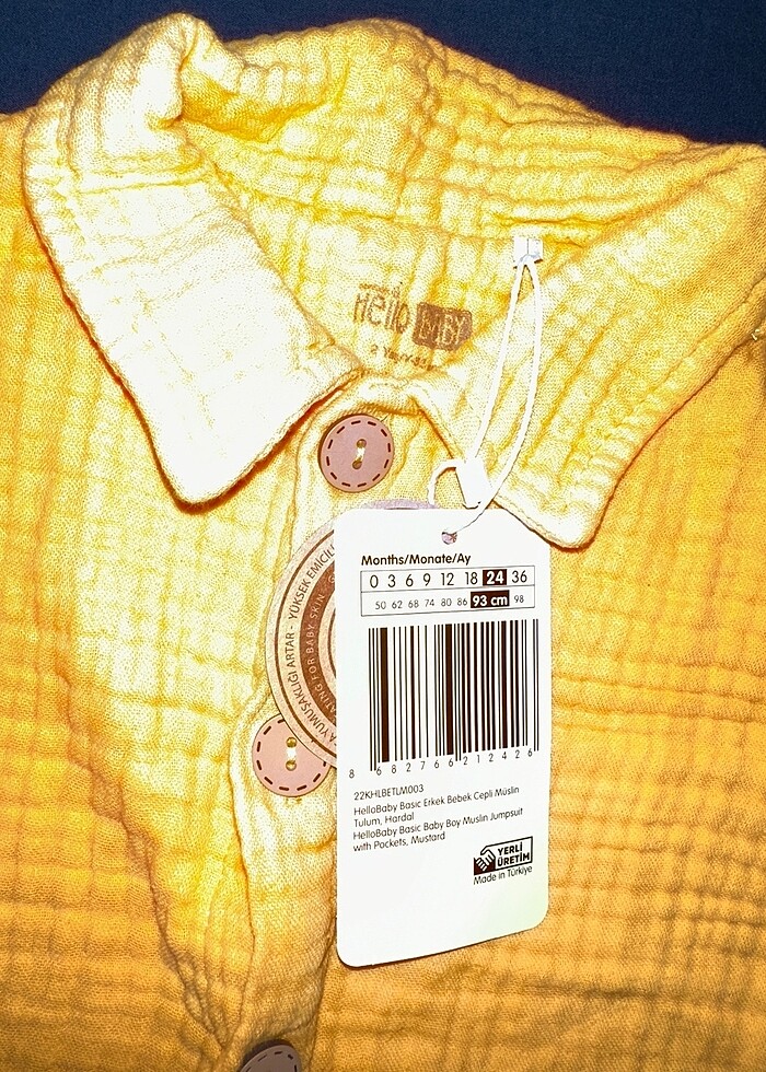 Hello Baby Erkek Bebek Cepli Müslin Tulum - Görsel 2