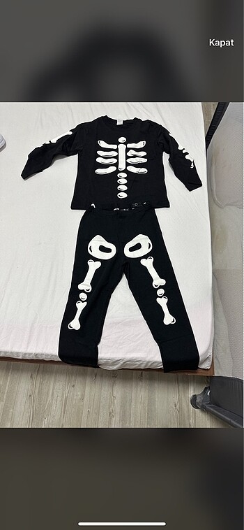 H&M hm iskelet pijama takımı 3-4 yaş 1 kere giyildi yeni