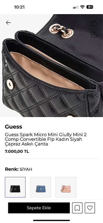 Beden siyah Renk guess spark micro mini çanta -yeni-
