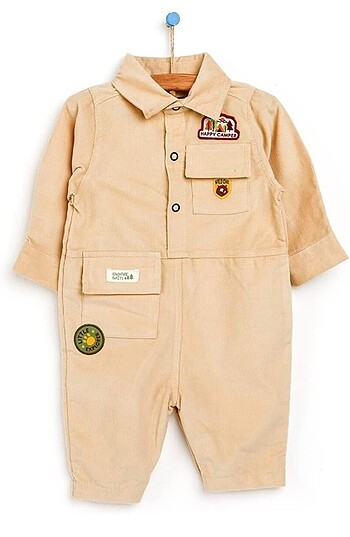 HelloBaby Happy Camper Erkek Bebek Kadife Tulum
