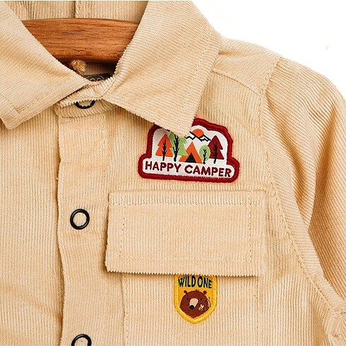 HelloBaby HelloBaby Happy Camper Erkek Bebek Kadife Tulum