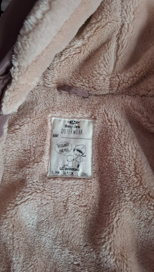 Düğmeli Bej Kız Çocuk Kapüşonlu mont - Görsel 3