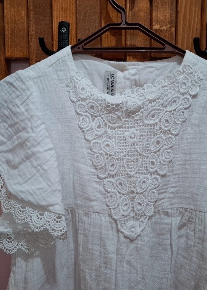 Kiz Çocuk Dantel Detaylı Pamuklu Elbise  - Görsel 2