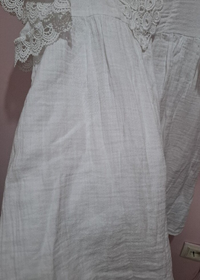 Kiz Çocuk Dantel Detaylı Pamuklu Elbise  - Görsel 4