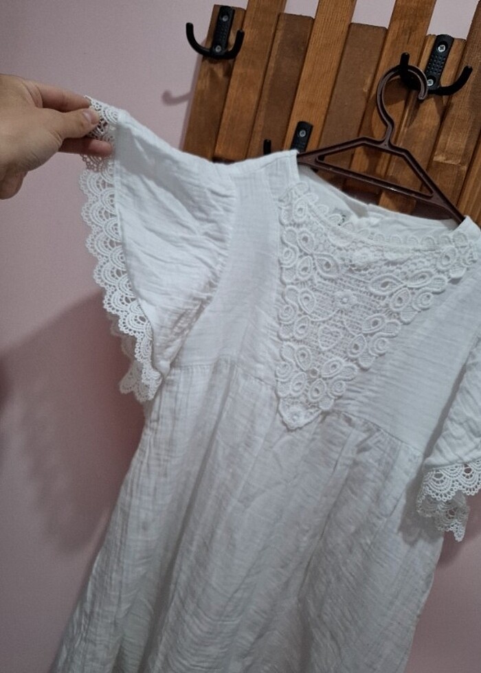 Kiz Çocuk Dantel Detaylı Pamuklu Elbise  - Görsel 5