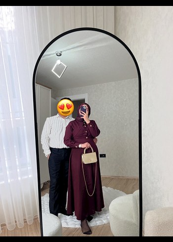 Zara Bordo uzun tesettür elbise