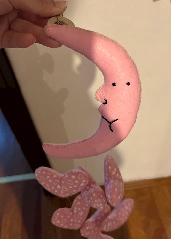 Diğer Pembe Ay ve Kalp Figürlü Bebek Süsü