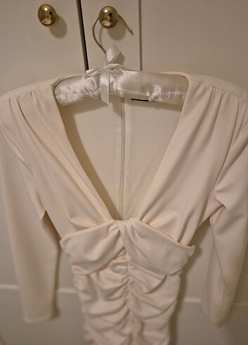 Zara Zqra Drapeli Beyaz Elbise 2146/332/251