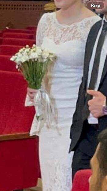 Zara Nikah elbisesi midi boy beyaz