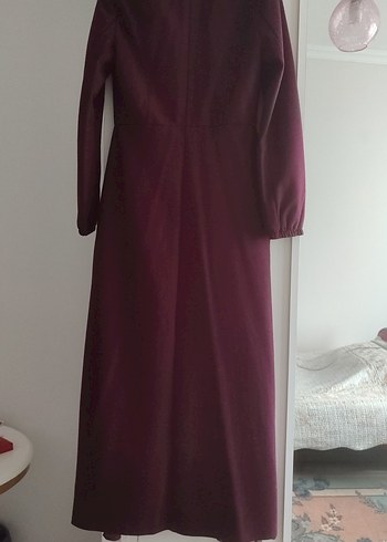 Bordo Uzun Tesettür Kaban - Görsel 5