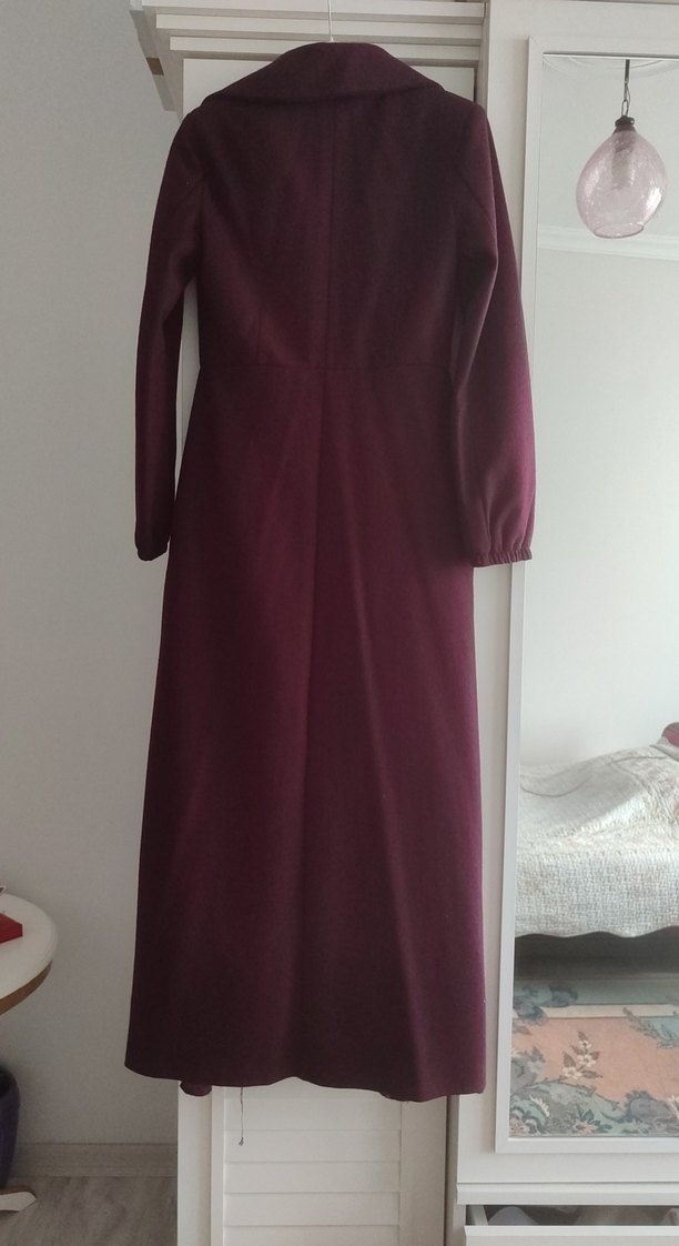 Bordo Uzun Tesettür Kaban - Görsel 5