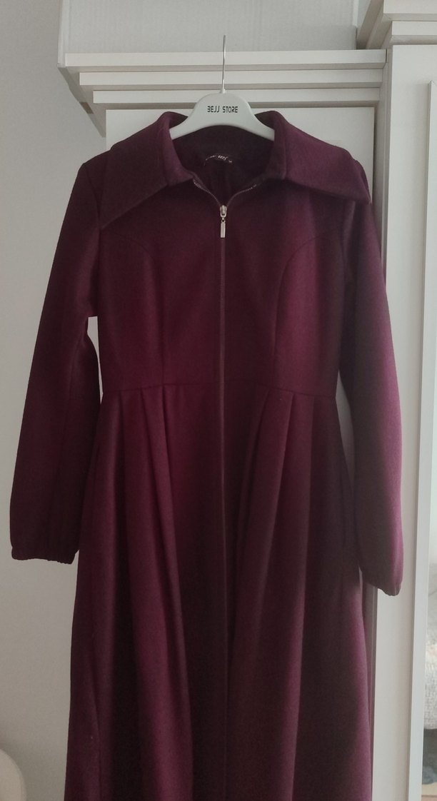 Bordo Uzun Tesettür Kaban - Görsel 2