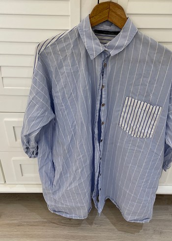 Düğmeli, Kısa Kollu Kadın Gömlek - Görsel 2