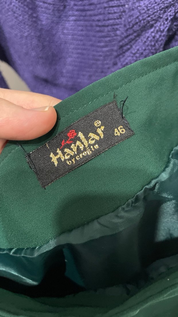 Drapeli Parlak Yeşil Kadın Uzun Etek - Görsel 2