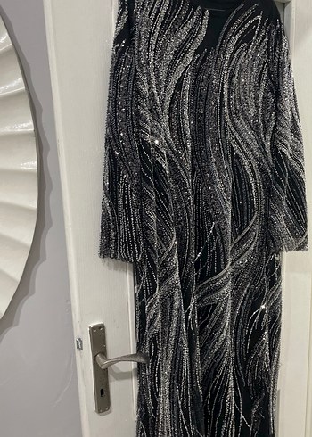 SİYAH FULL İŞLEME BÜYÜK BEDEN ABİYE - Görsel 2