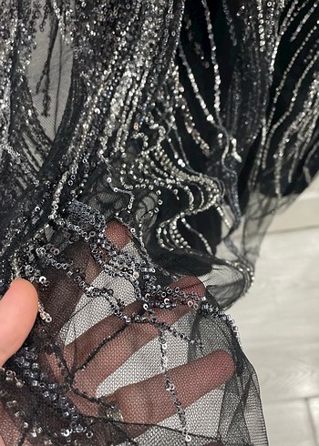 SİYAH FULL İŞLEME BÜYÜK BEDEN ABİYE - Görsel 6