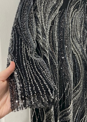 SİYAH FULL İŞLEME BÜYÜK BEDEN ABİYE - Görsel 4