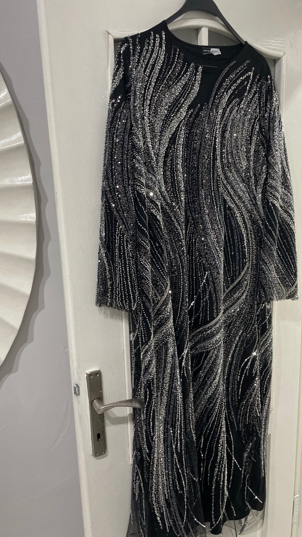 SİYAH FULL İŞLEME BÜYÜK BEDEN ABİYE - Görsel 2