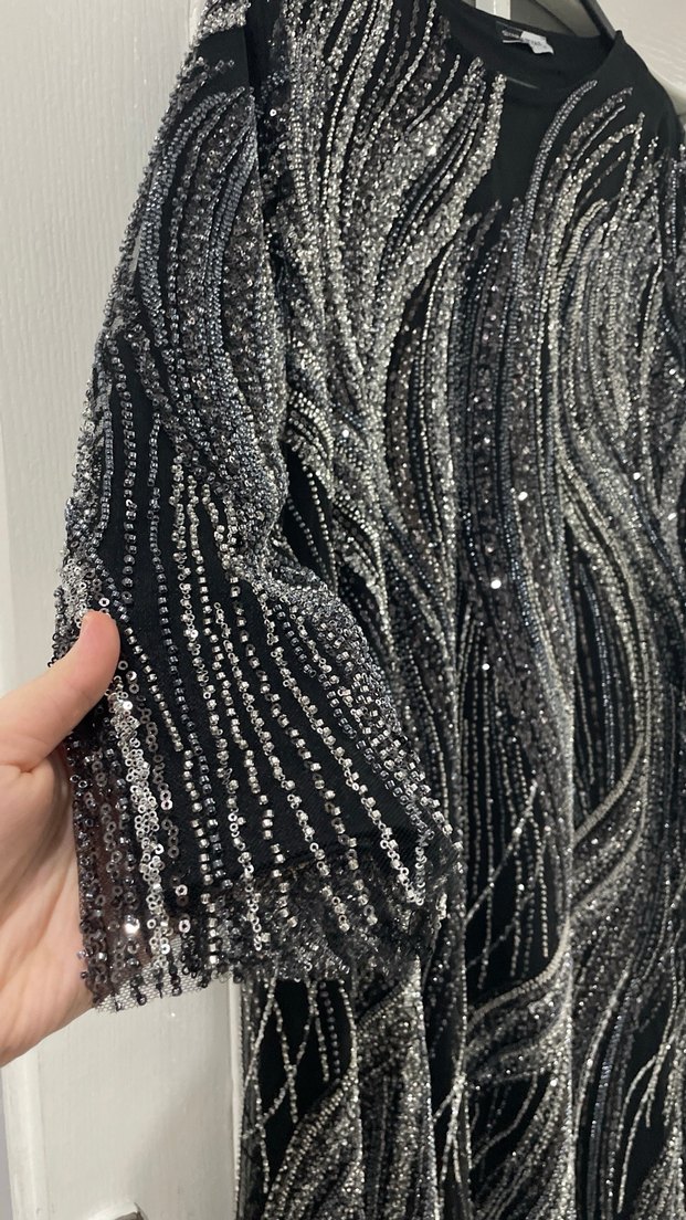 SİYAH FULL İŞLEME BÜYÜK BEDEN ABİYE - Görsel 4