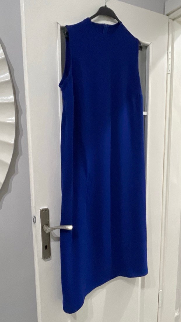 EL İŞLEMELİ ABAYA BÜYÜK BEDEN MAVİ - Görsel 3