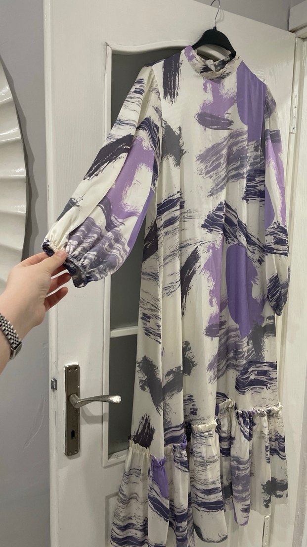 QUQA MOR KUŞAKLI ELBİSE - Görsel 2