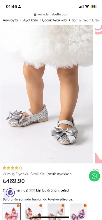 H&M LE MABELLE GÜMÜŞ FİYONKLU BABET