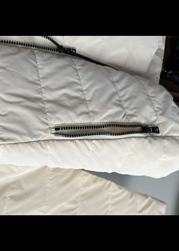 Kapüşonlu Beyaz Kadın Mont - Görsel 6