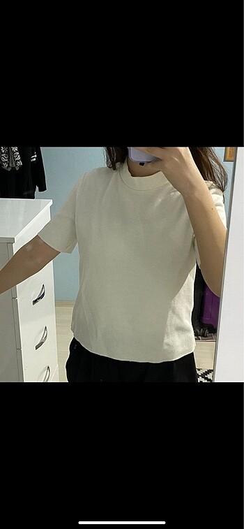 Bershka fitilli dik yaka kalın tshirt