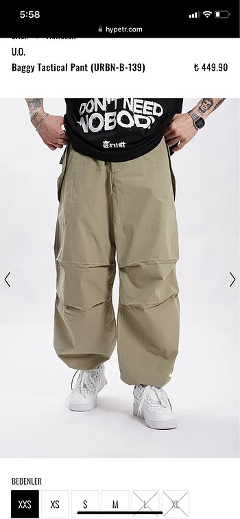 xs Beden haki Renk Paraşüt Baggy Pantolon y2k Haki